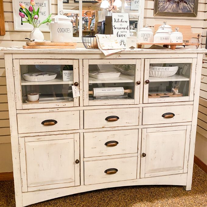 Farmhouse Server - Three Colours available at Rustic Ranch Furniture and Decor.