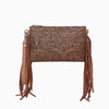 Floral Fringe Crossbody Bag - Brown