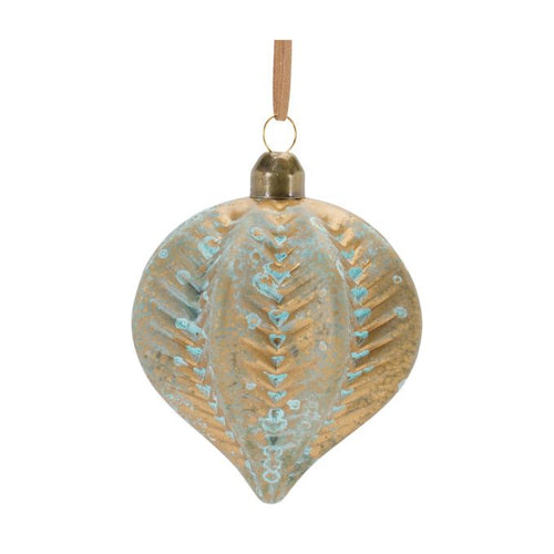 Vintage Green & Gold Glass Shape Ornament - Three Styles