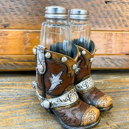 Cowboy Boots Salt and Pepper Shaker Holder