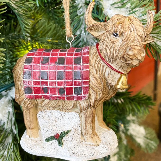 Highland Cow Ornament with Blanket