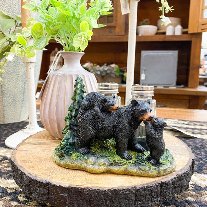 Bear and Cubs Salt and Pepper Holder available at Rustic Ranch Furniture and Decor.