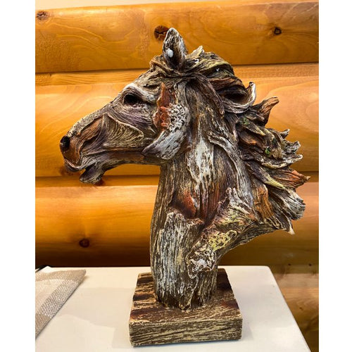 Horse Bust Wood Figurine