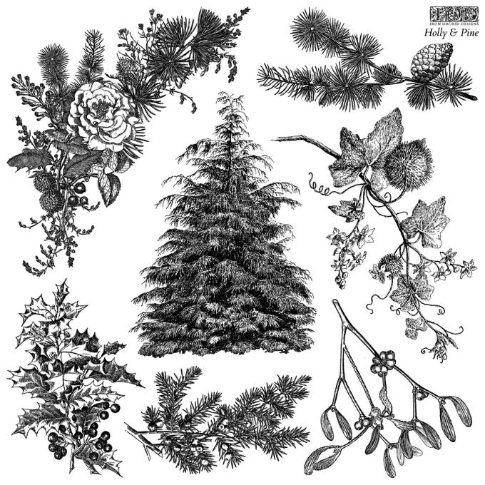 Holly and Pine Stamp by IOD available at Rustic Ranch Furniture and Decor.