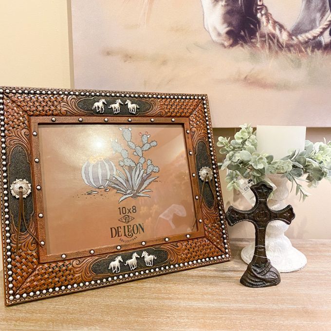 Horses and Tooled Leather 10X8 Frame