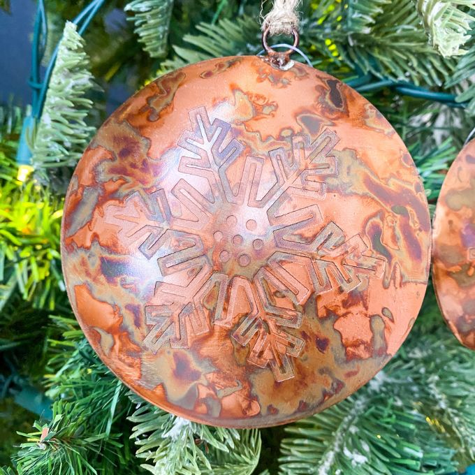 Copper Disc Snowflake Ornament - Large