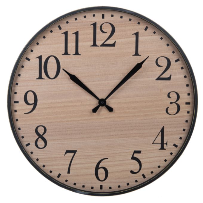 Black and Natural Round Wall Clock