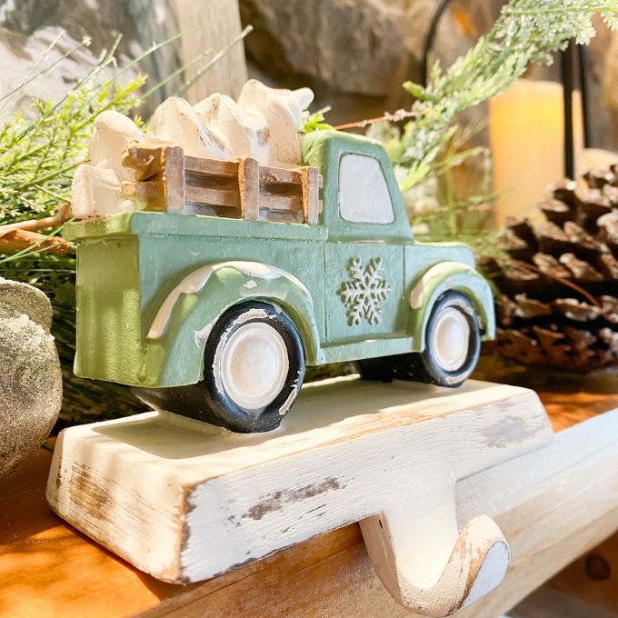 Green Christmas Truck Stocking Holder