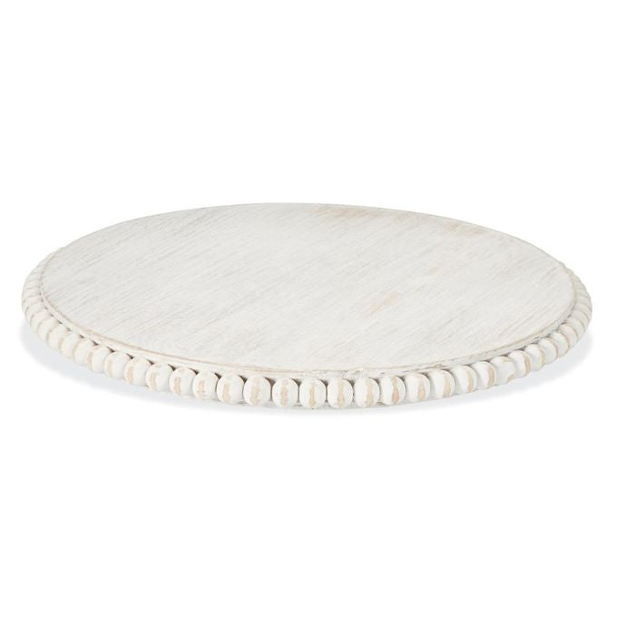 Farmhouse White Beaded Lazy Susan by Mud Pie