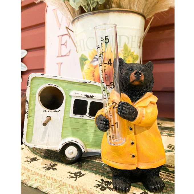 Black Bear Rain Gauge available at Rustic Ranch Furniture and Decor.