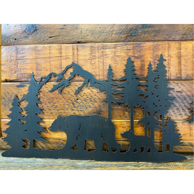 Bear Cubs and Tree Metal Wall Decor - Two Styles