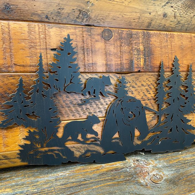 Bear Cubs and Tree Metal Wall Decor - Two Styles