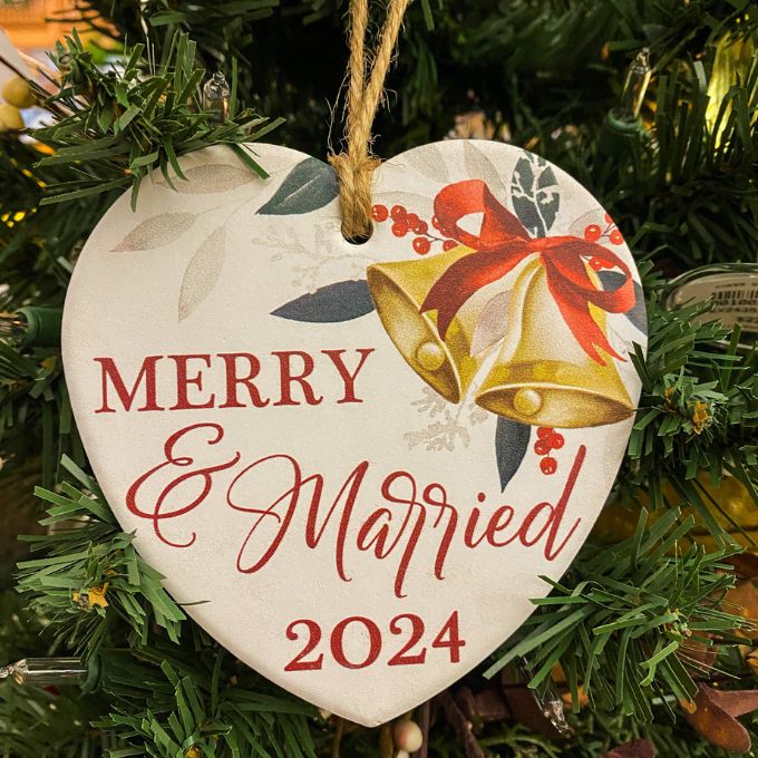 Merry & Married 2024 Heart Ornament