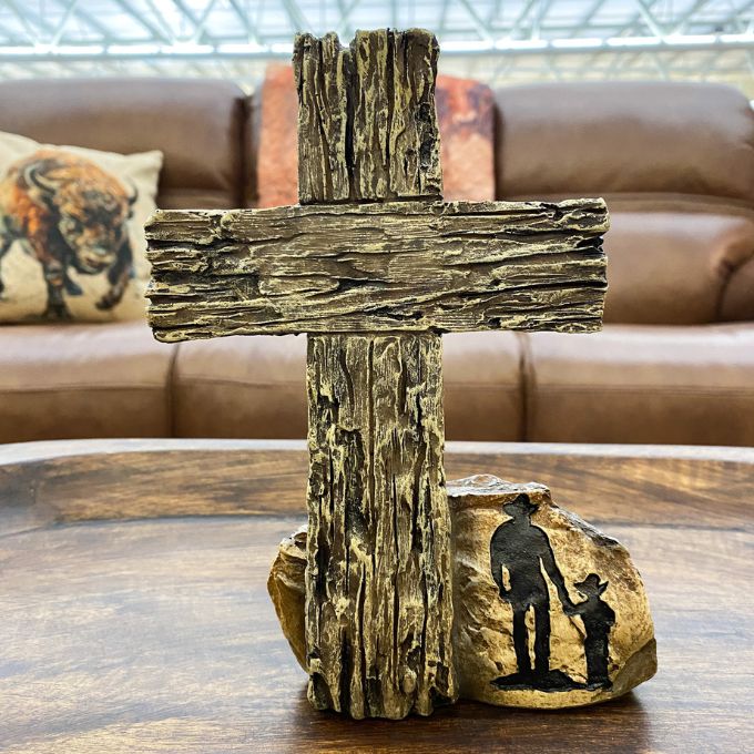 Cowboy and Kid Cross Figurine