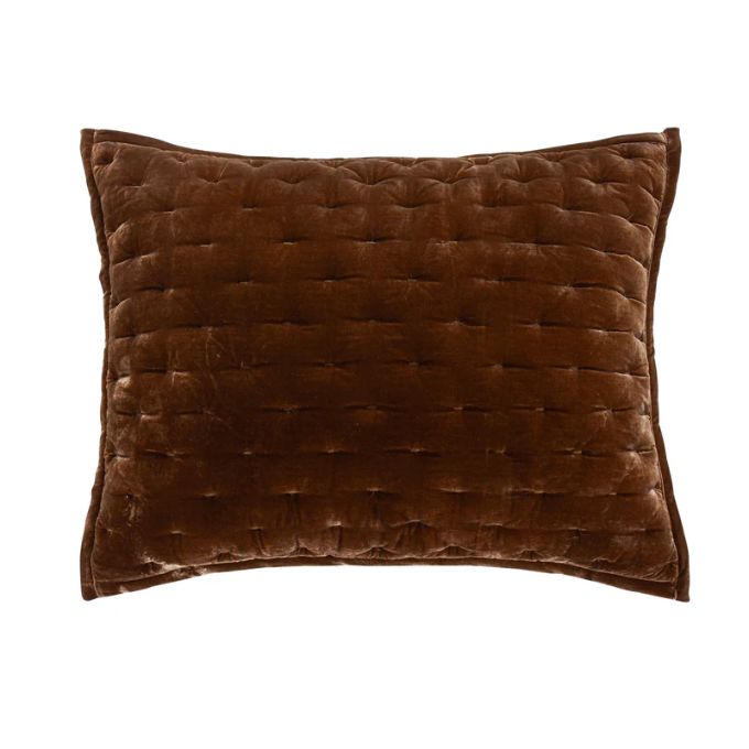 Stella Faux Silk Velvet Pillow Sham - Copper Brown