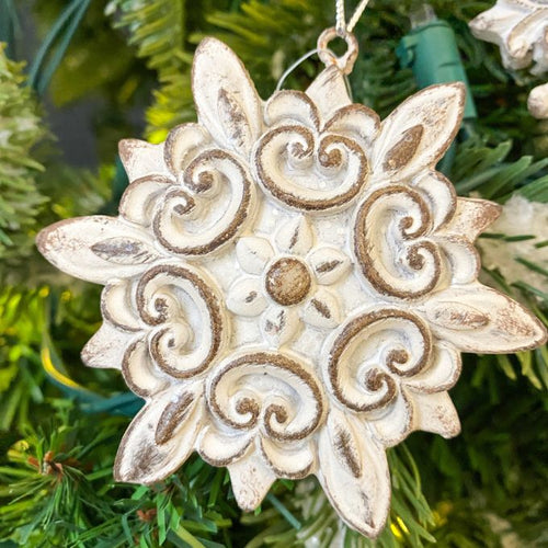 Washed Silver Snowflake Ornament - Three Styles