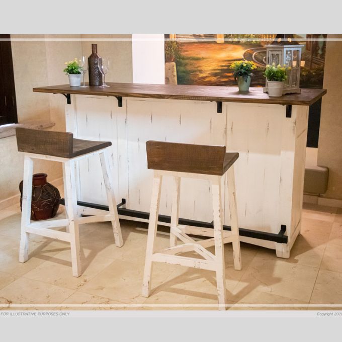 Pueblo White Stool - Two Heights available at Rustic Ranch Furniture and Decor.