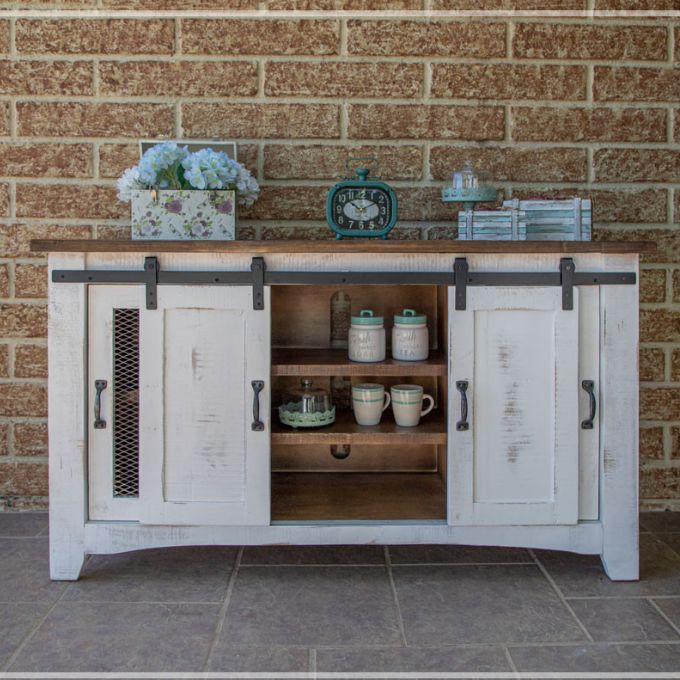 Pueblo White TV Stand Three Lengths available at Rustic Ranch Furniture and Decor.