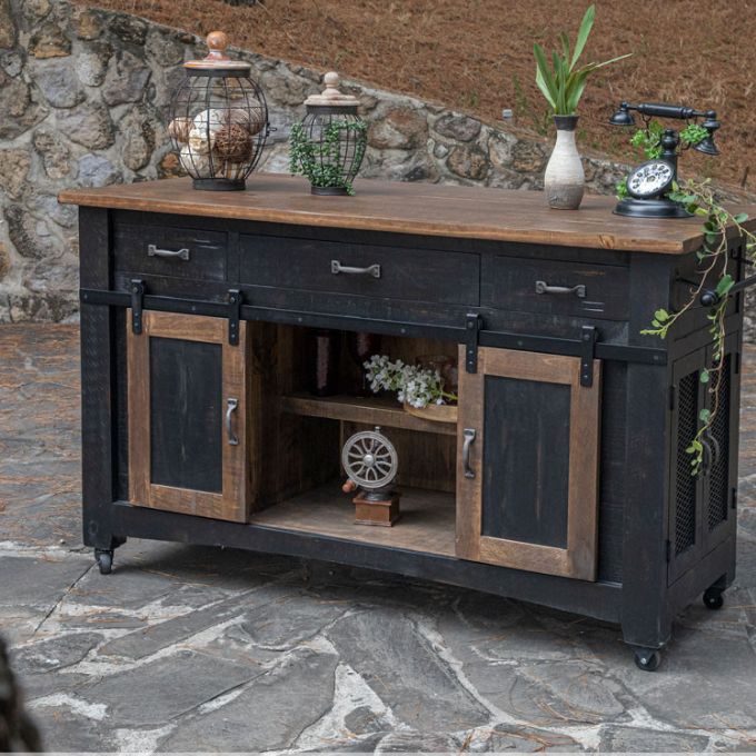 Pueblo Black Kitchen Island available at Rustic Ranch Furniture and Decor.
