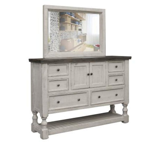 Stone White Six Drawer Two Door Dresser