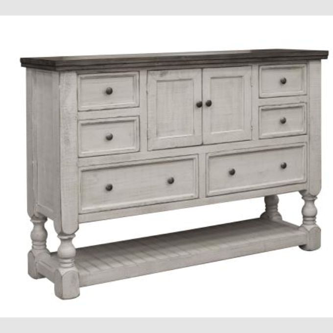 Stone White Six Drawer Two Door Dresser