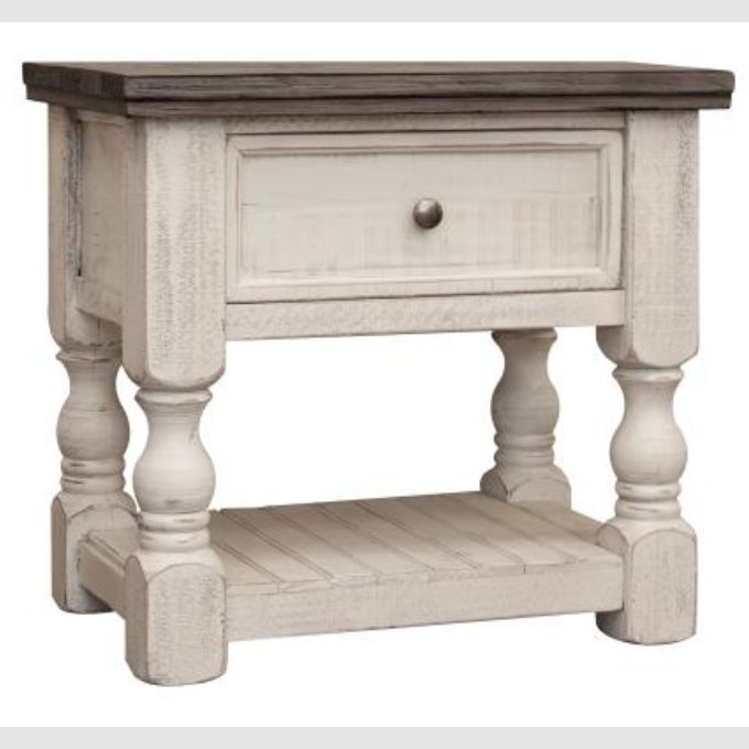 Stone White Nightstand available at Rustic Ranch Furniture and Decor.