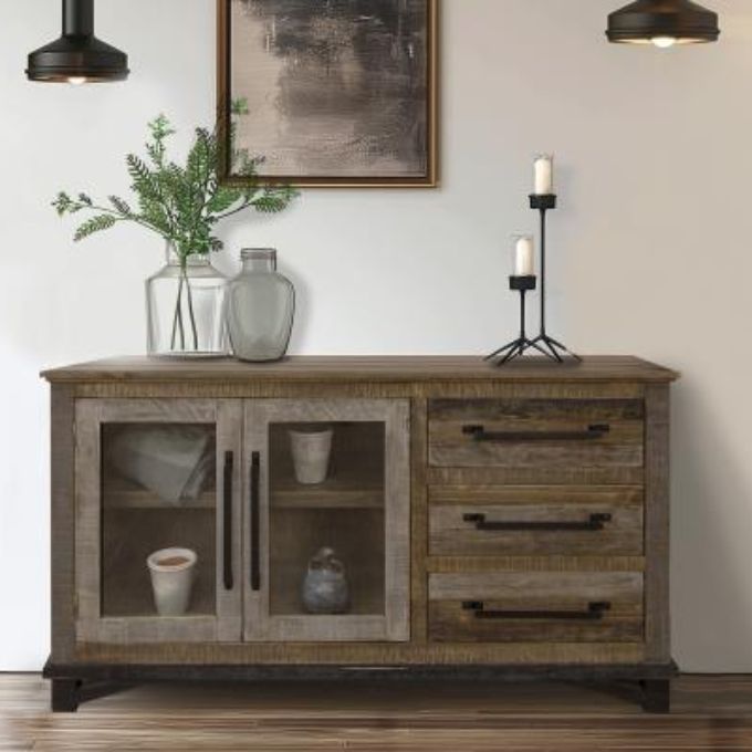 Loft Brown Three Door Buffet - 60" available at Rustic Ranch Furniture and Decor.