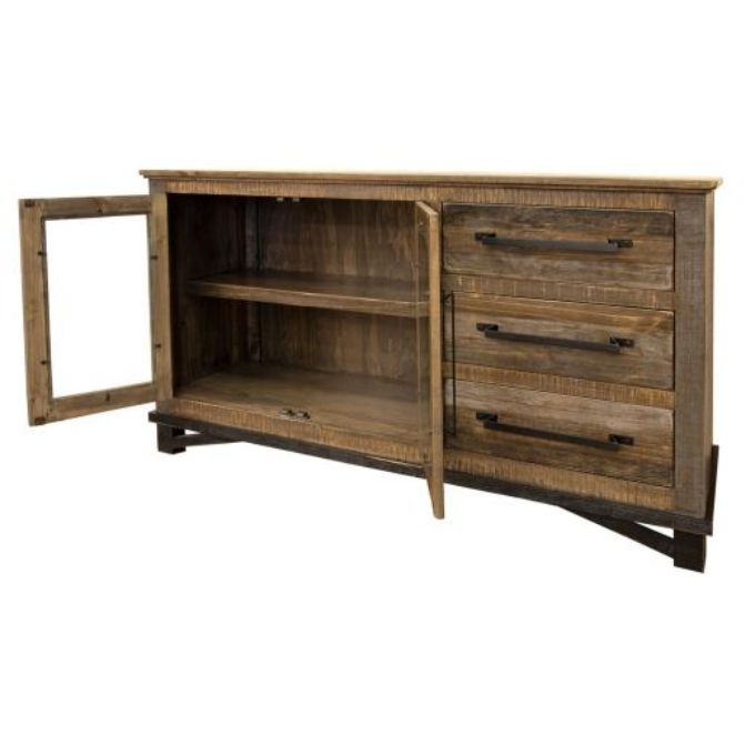 Loft Brown Three Door Buffet - 60" available at Rustic Ranch Furniture and Decor.