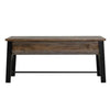 Wooden sofa table with black legs on a white background. Loft Brown Counter Height Sofa Table available at Rustic Ranch Furniture and Decor.