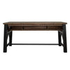 Wooden sofa table with black legs on a white background. Loft Brown Counter Height Sofa Table available at Rustic Ranch Furniture and Decor.