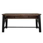 Wooden sofa table with black legs on a white background. Loft Brown Counter Height Sofa Table available at Rustic Ranch Furniture and Decor.