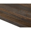 Close-up of a wooden surface with a dark brown finish. Loft Brown Counter Height Sofa Table available at Rustic Ranch Furniture and Decor.