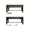 Wooden sofa table with dimensions on a white background. Loft Brown Counter Height Sofa Table available at Rustic Ranch Furniture and Decor.