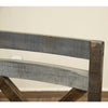 Wooden bench with a glass top on a neutral background. Loft Brown Wooden Stool with Back- 24" and 30" available at Rustic Ranch Furniture and Decor.