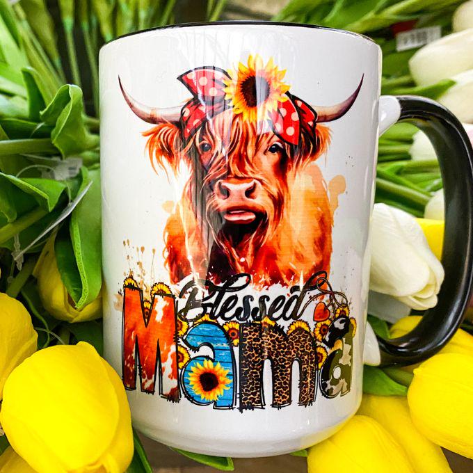 Blessed Mama Highland Cow Mug