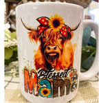 Blessed Mama Highland Cow Mug