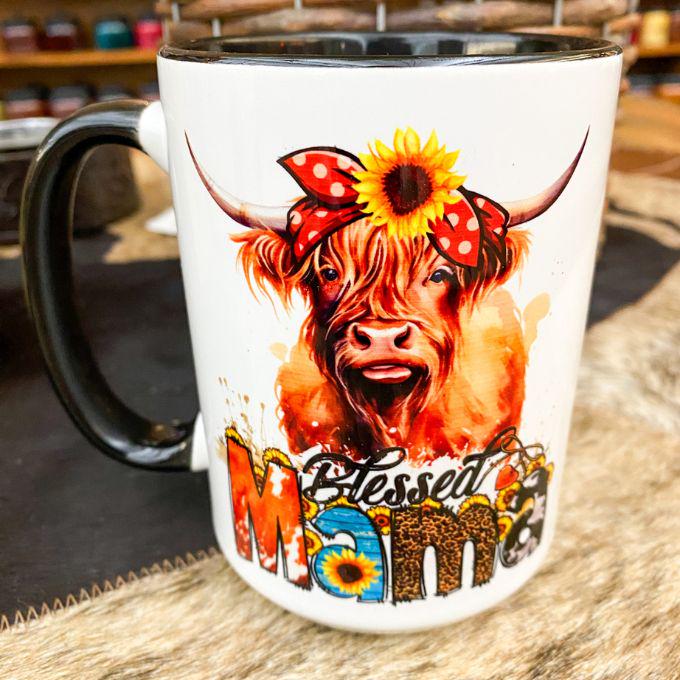 Blessed Mama Highland Cow Mug