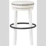 Valebeck Backless Upholstered Swivel Stool - White - Two Heights available at Rustic Ranch Furniture.