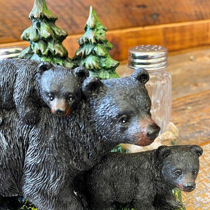 Bear with Cub Salt and Pepper Shakers and Napkin Holder-Rustic Ranch