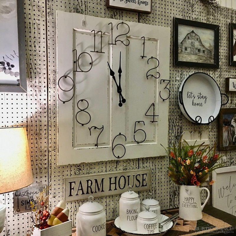 DOOR FRAME CLOCK WITH WIRE NUMBERS-Rustic Ranch