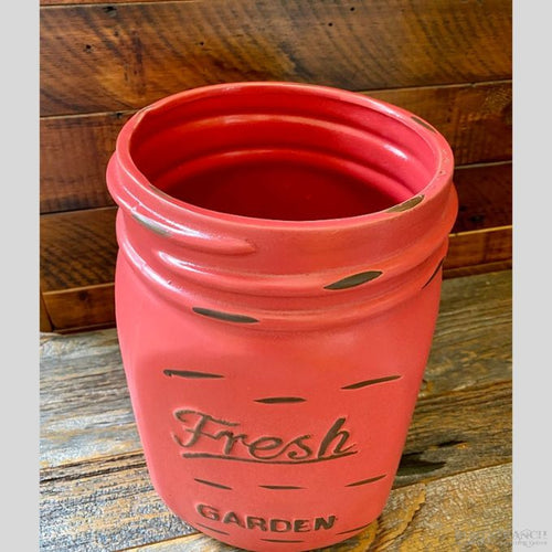 Red Large Mason Jar available at Rustic Ranch Furniture in Airdrie, Alberta
