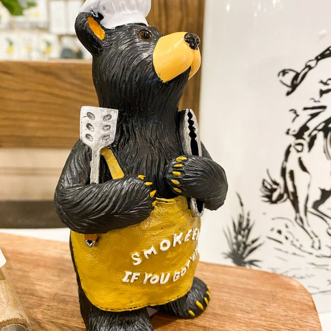 Smoking Chef Bear Figurine
