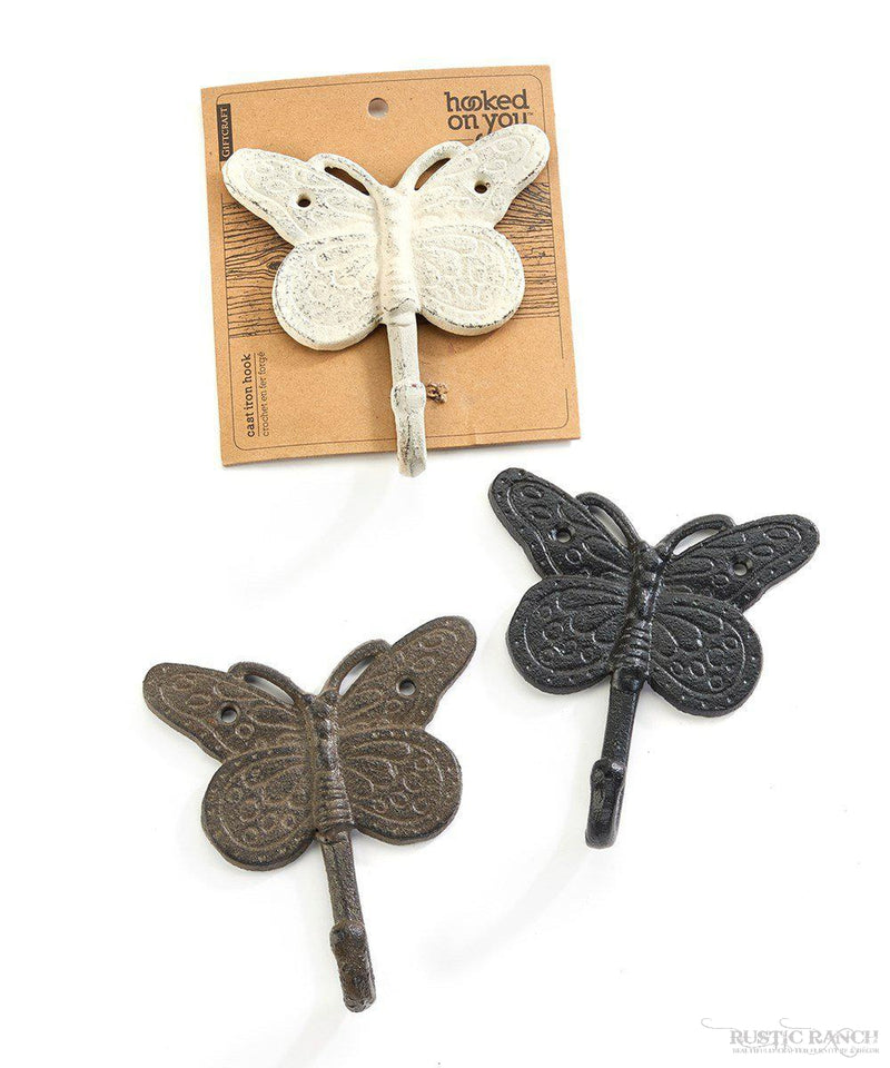 BUTTERFLY CAST IRON HOOKS - THREE COLOURS – Rustic Ranch Furniture and Decor