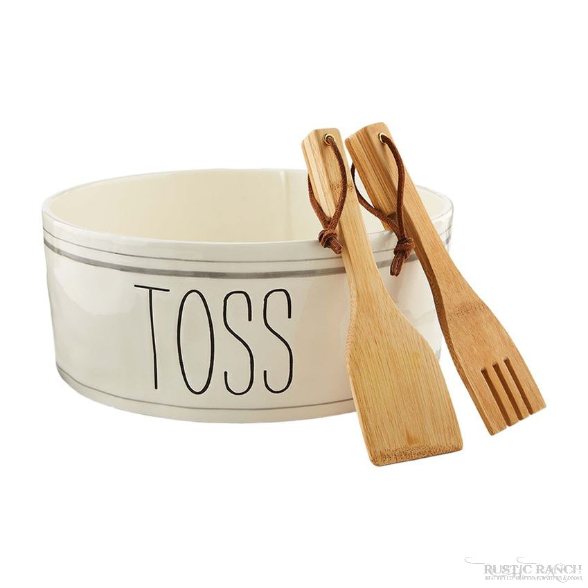 "TOSS" BISTRO SALAD BOWL SET BY MUD PIE-Rustic Ranch