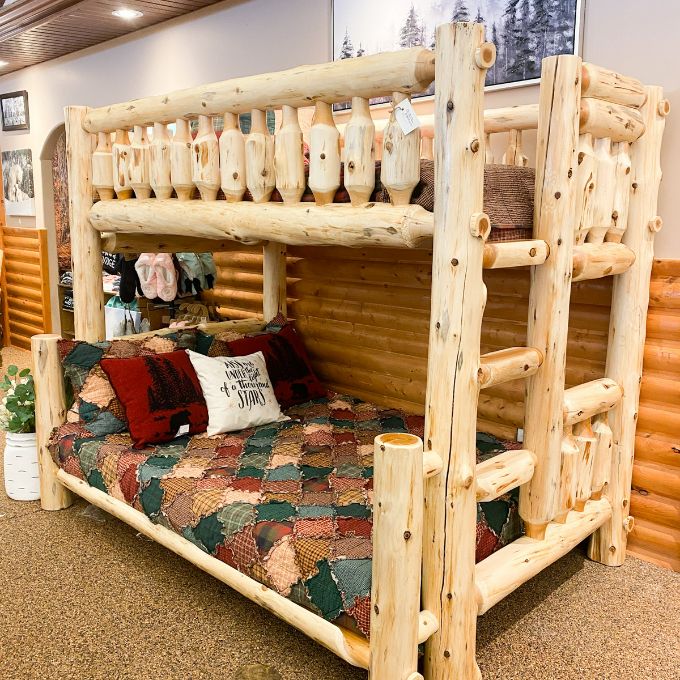 Traditional Cedar Bunk Bed - Single over Double available at Rustic Ranch Furniture in Airdrie, Alberta.