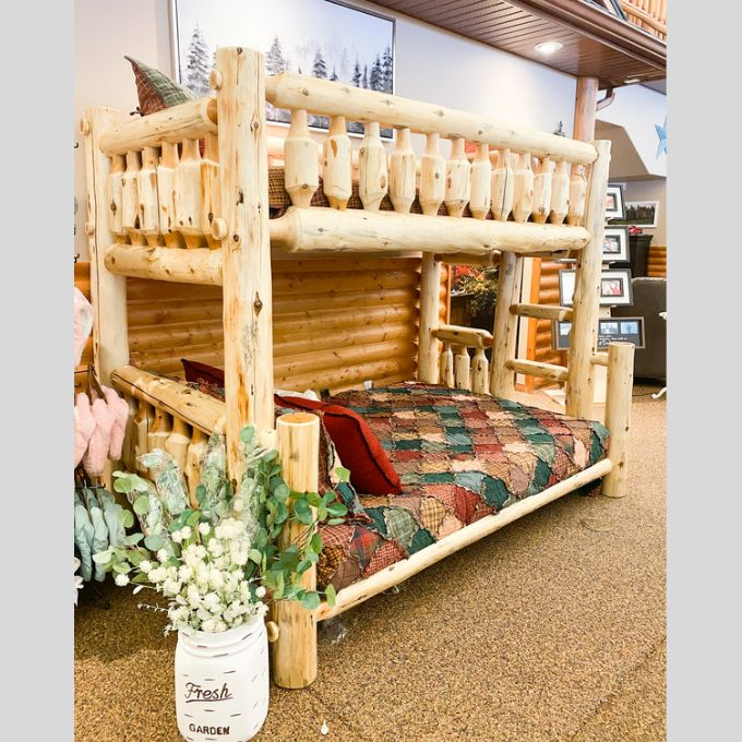 Traditional Cedar Bunk Bed - Single over Double available at Rustic Ranch Furniture in Airdrie, Alberta.
