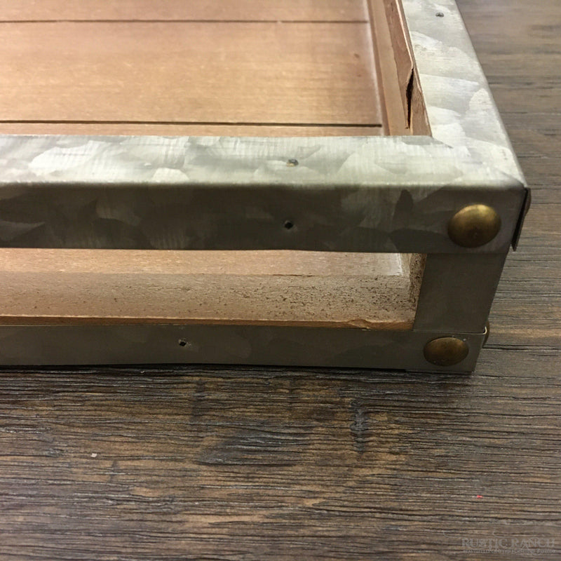 SMALL WOOD AND METAL TRAY-Rustic Ranch