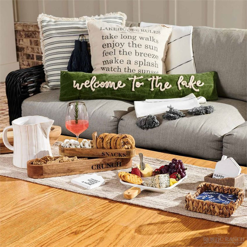 LAKE RULES CANVAS PILLOW BY MUD PIE – Rustic Ranch Furniture and Decor
