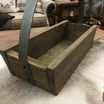LARGE PINE TOTE TRAY WITH CURVED HANDLE - STAIN-Rustic Ranch