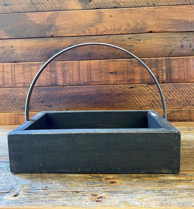 SMALL PINE TRAY CURVED HANDLE - BLACK-Rustic Ranch